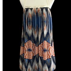 Miss Me Couture Blue Orange Chiffon Geometric Print Spaghetti Strap Dress Meduim